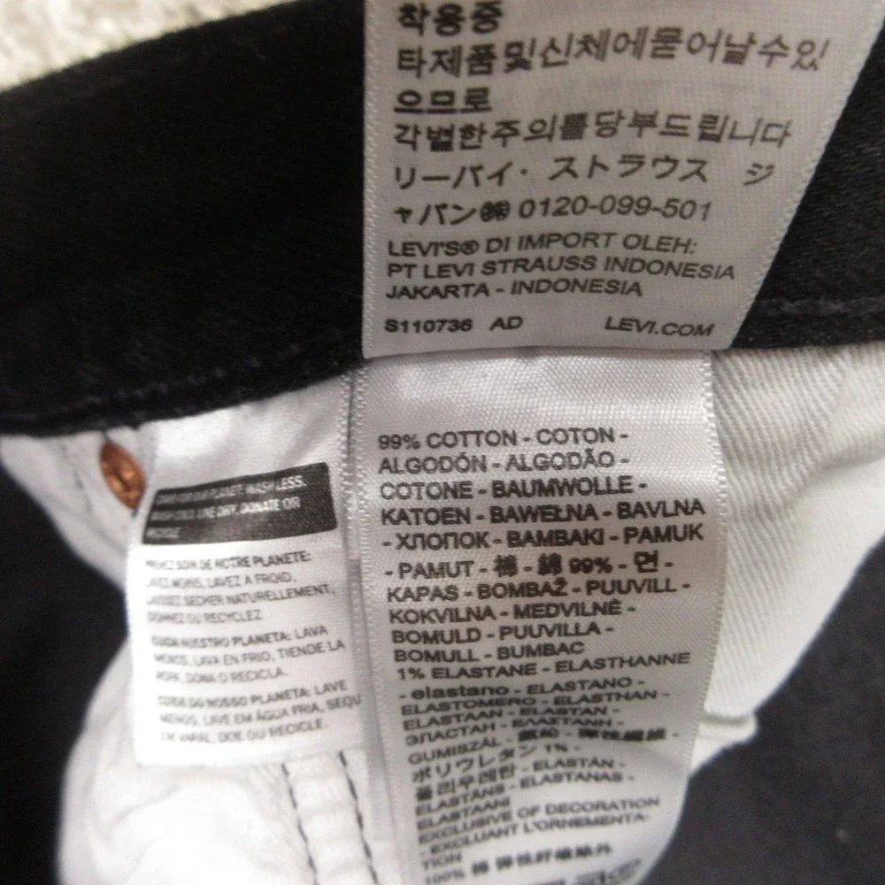 Levis Jeans Mens 38x32 Black 501 Button Fly Original Straight Premium Denim Pant